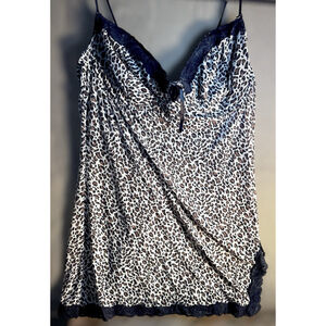 Vintage Rampage Leopard Slip Lace Trim 3X Plus Size Lingerie Chemise